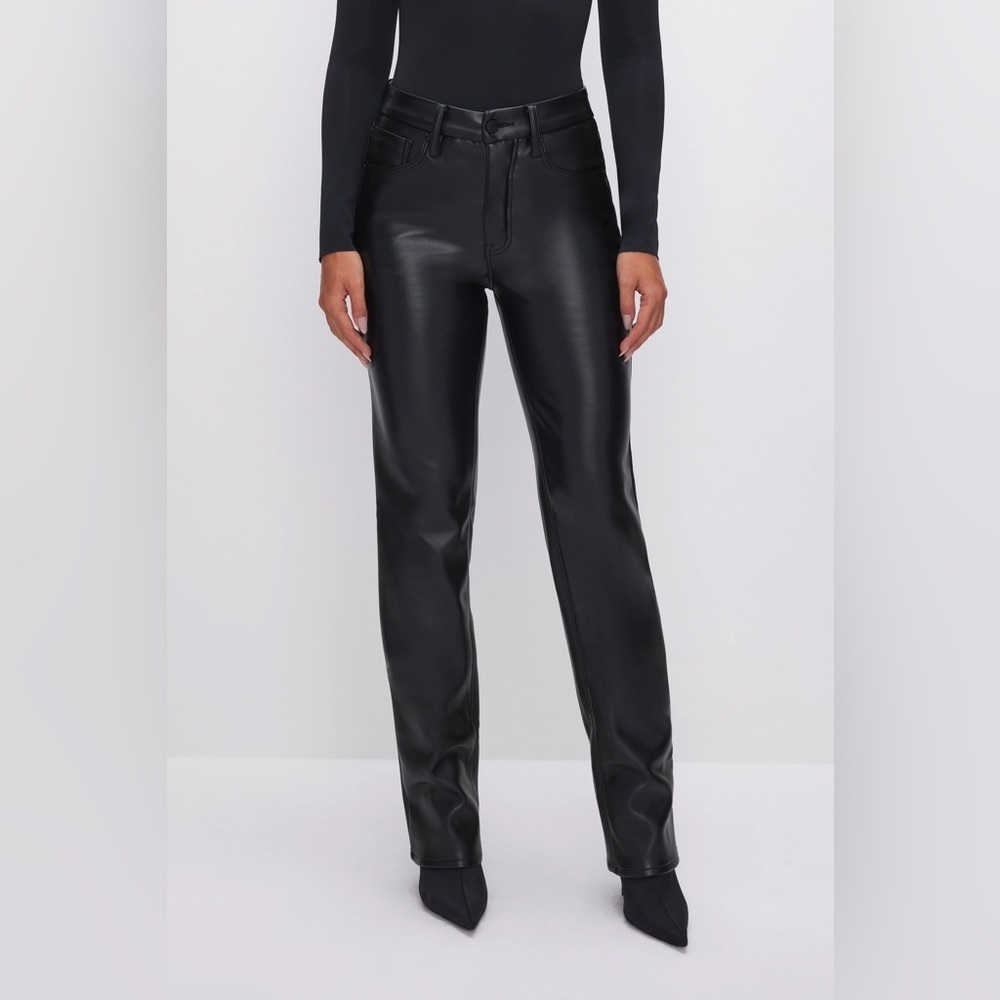 Good American Good Icon Faux Leather Pants Size 10